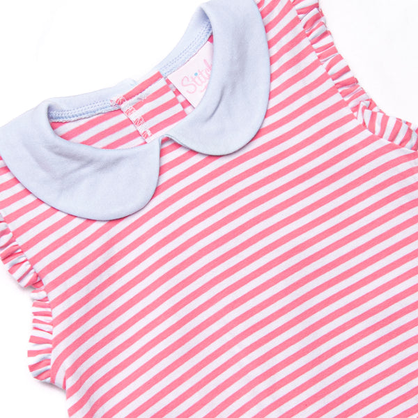 Susannah Bubble, Light Blue and Medium Pink Stripe