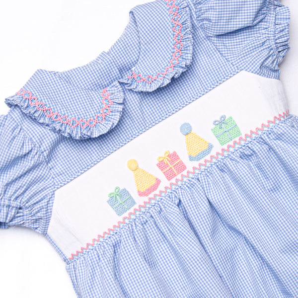 Birthday Party Smocked Bubble, Blue