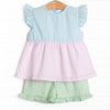 Coral Reef Color Block Short Set, Blue