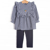 Waddle and Wade French Knot Embroidered Legging Set, Navy