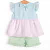 Coral Reef Color Block Short Set, Blue