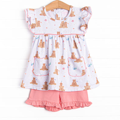 Sandcastle Competition Ruffle Short Set, Pink