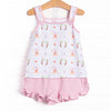 Corgi on the Coast Ruffle Short Set, Pink