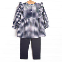 Waddle and Wade French Knot Embroidered Legging Set, Navy