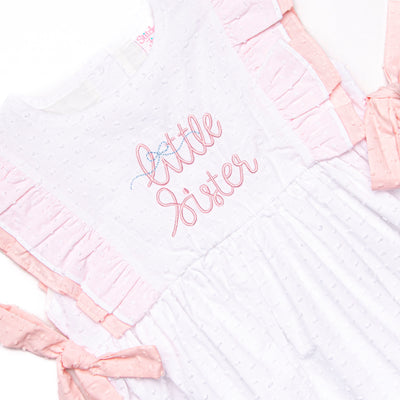Little Sister Embroidered Dress, White