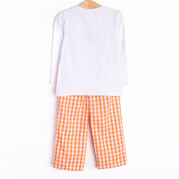 Taylor Trot Turkey Applique Pant Set, Orange
