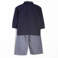 Waddle and Wade French Knot Embroidered Polo Pant Set, Navy
