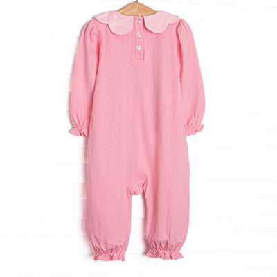 Petra Pink Scalloped Bib Romper, Pink