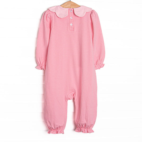 Petra Pink Scalloped Bib Romper, Pink