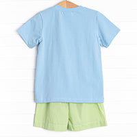 Dundee Dude Smocked Short Set, Blue