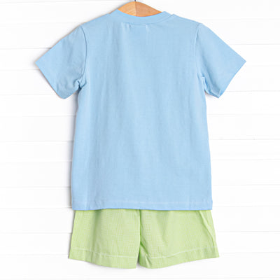 Dundee Dude Smocked Short Set, Blue