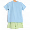 Dundee Dude Smocked Short Set, Blue