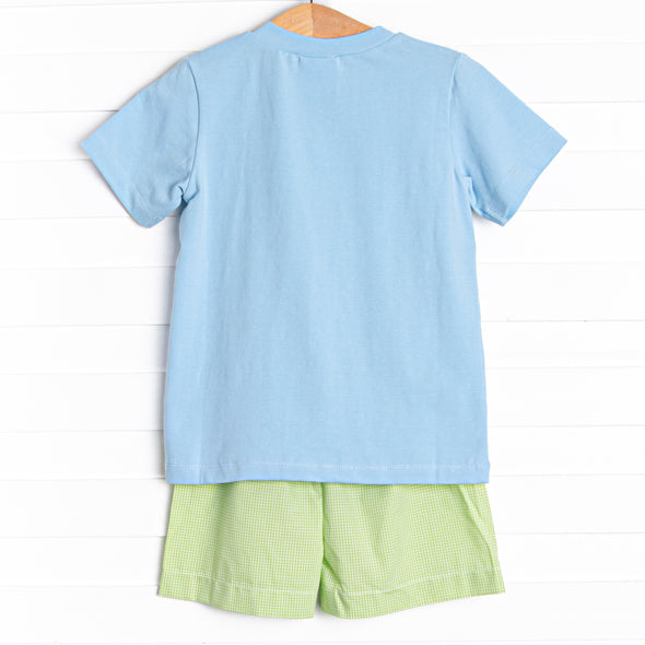 Dundee Dude Smocked Short Set, Blue