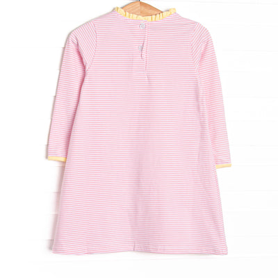Grace Long Sleeve Pocket Dress, Yellow and Light Pink Stripe