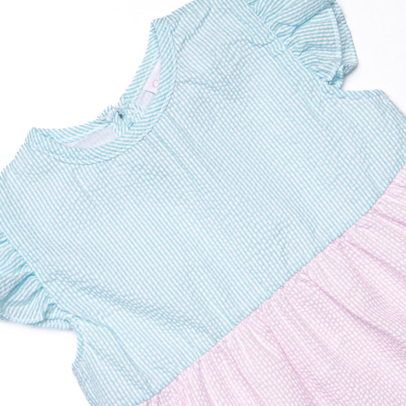 Coral Reef Color Block Short Set, Blue