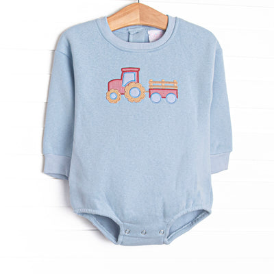 Tilling Tractors Applique Sweatshirt Bubble, Blue
