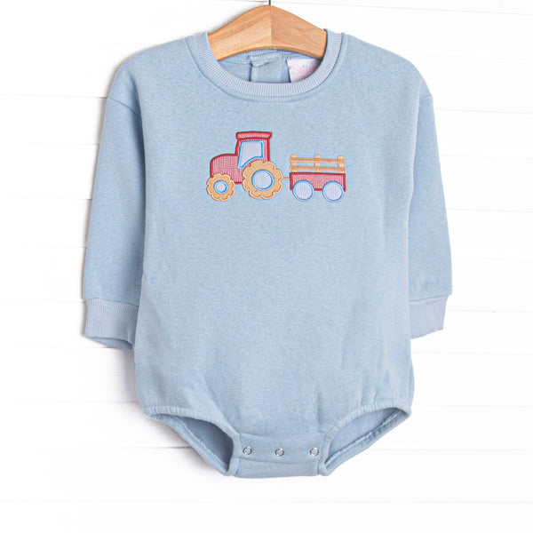 Tilling Tractors Applique Sweatshirt Bubble, Blue