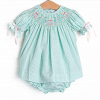 Egg-stra Special Sunday Smocked Diaper Set, Mint