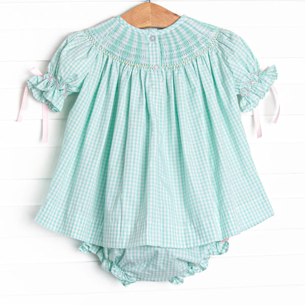 Egg-stra Special Sunday Smocked Diaper Set, Mint