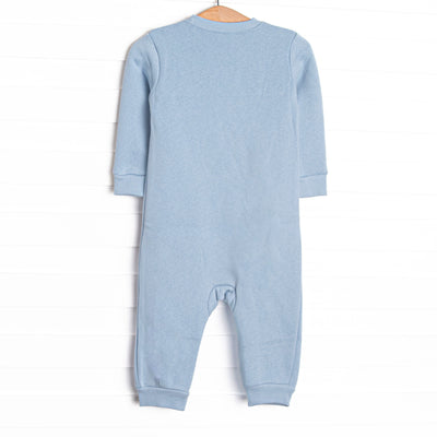 Tilling Tractors Applique Sweatshirt Romper, Blue