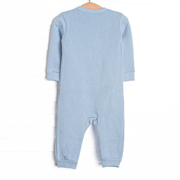 Tilling Tractors Applique Sweatshirt Romper, Blue