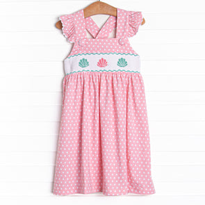 Pearl of the Sea Smocked Dress, Pink