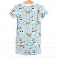 Barnyard Bedtime Bamboo Pajama Short Set, Green