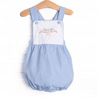 Harvest Hoppers Embroidered Bubble, Blue Gingham