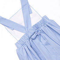 Harvest Hoppers Embroidered Bubble, Blue Gingham