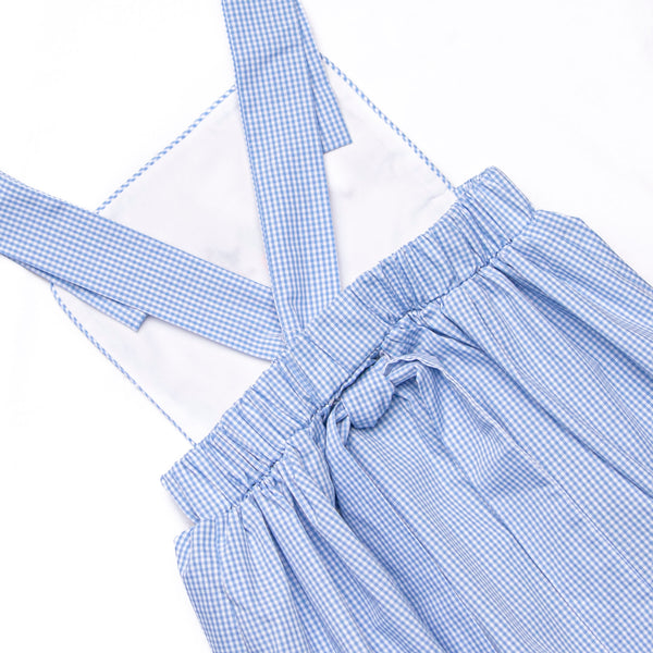 Harvest Hoppers Embroidered Bubble, Blue Gingham
