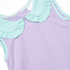 Pippa Ruffle Skirted Bubble, Lavender Stripe