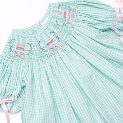 Egg-stra Special Sunday Smocked Diaper Set, Mint