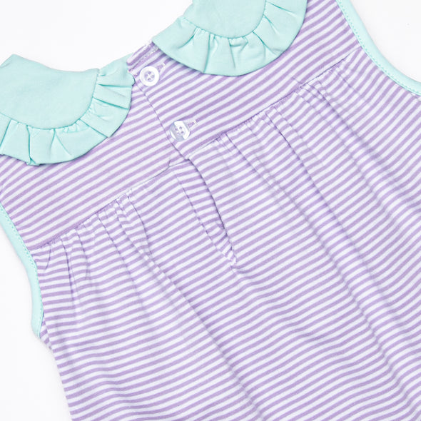 Pippa Ruffle Skirted Bubble, Lavender Stripe