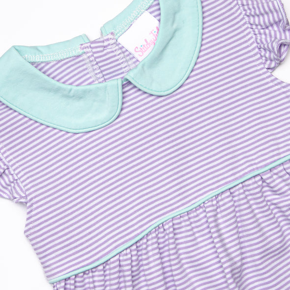 Pippa Flutter Sleeve Short Set, Lavender Stripe