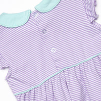 Pippa Flutter Sleeve Short Set, Lavender Stripe