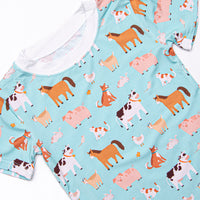 Barnyard Bedtime Bamboo Pajama Short Set, Green