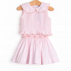 Merritt Smocked Skirt Set, Pink