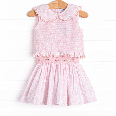 Merritt Smocked Skirt Set, Pink