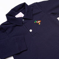 Waddle and Wade French Knot Embroidered Polo Pant Set, Navy