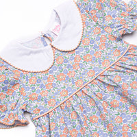 Drenched in Dahlias Collared Diaper Set, Blue