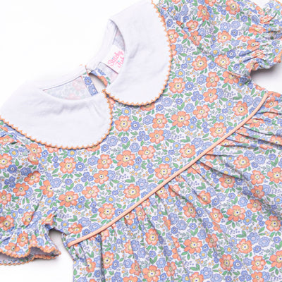 Drenched in Dahlias Collared Diaper Set, Blue
