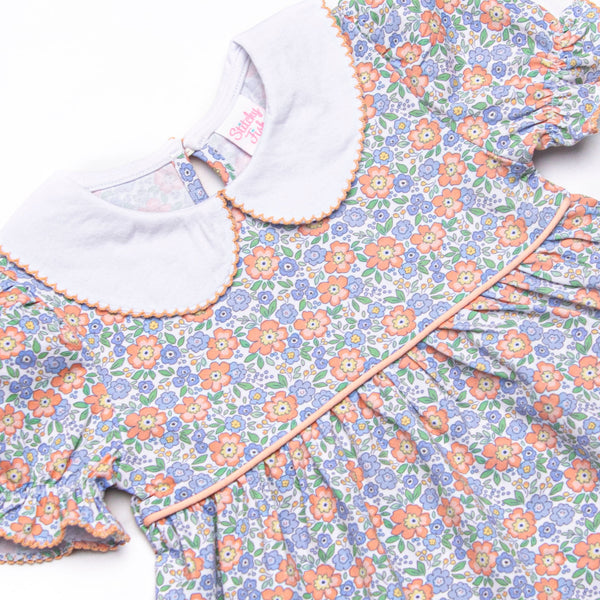 Drenched in Dahlias Collared Diaper Set, Blue