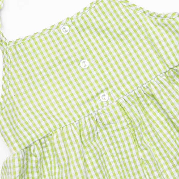 Seersucker Slices Smocked Dress, Green