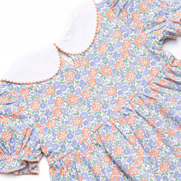 Drenched in Dahlias Collared Diaper Set, Blue