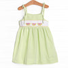 Seersucker Slices Smocked Dress, Green