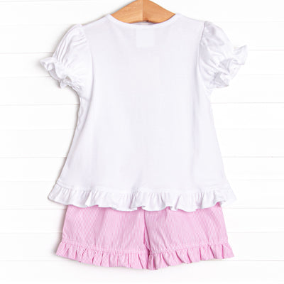 Ice Cream Truck Treats Smocked Ruffle Short Set, Pink