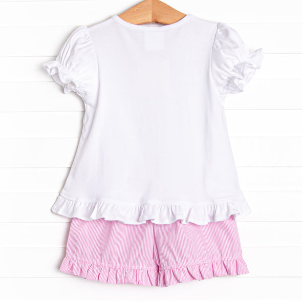 Ice Cream Truck Treats Smocked Ruffle Short Set, Pink