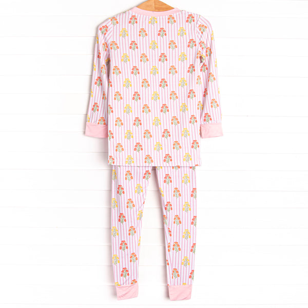 Pinstripe Petals Bamboo Pajama Set, Pink