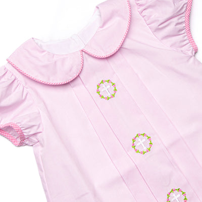 He is Risen Embroidered Dress, Light Pink