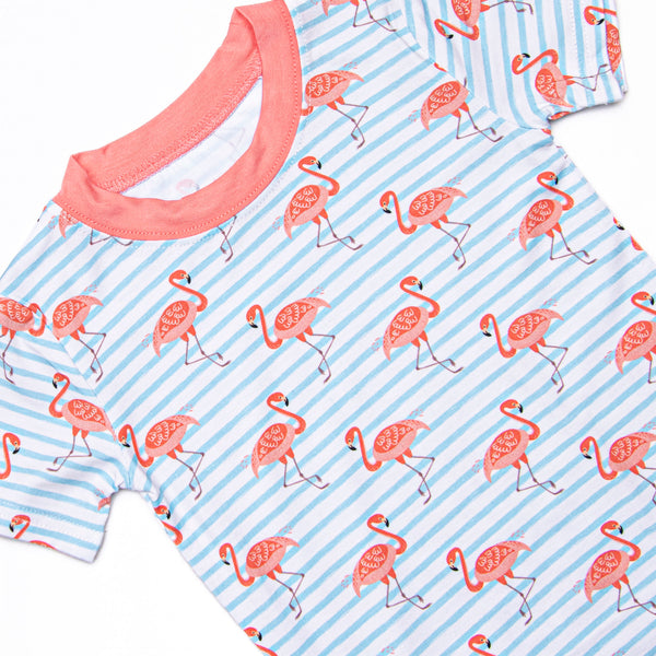 Fab Flamingos Bamboo Pajama Short Set, Pink